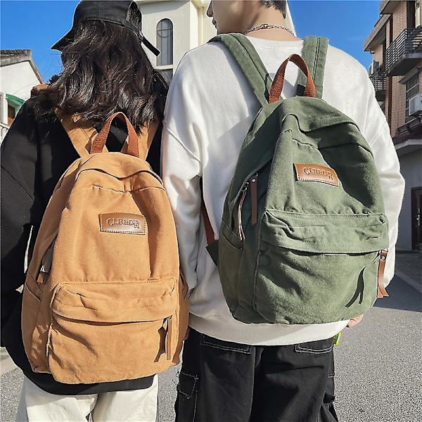 New Couples Tyyli Yliopisto-opiskelijoiden reppu Ins Cool Tyttö Poika Kangas Vihreä Kannettava Muoti Naisten Reppu Miesten Matkareppu Valkoinen White