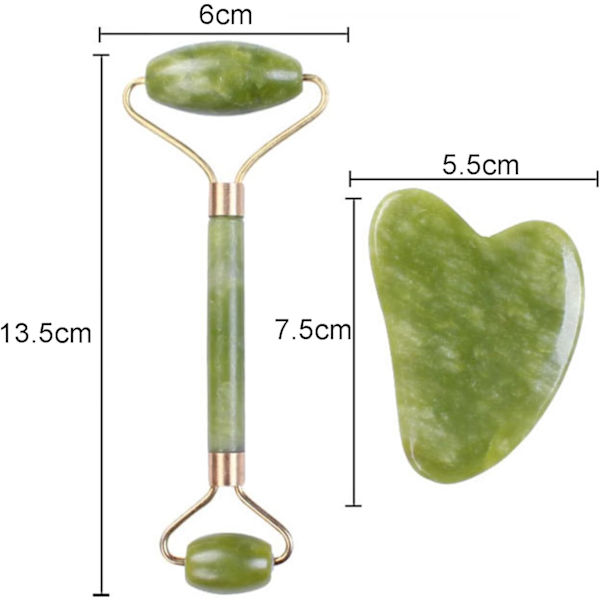Jade Stone massasjerulle, naturlig ansiktsrulle for behandling av hevelser i øynene