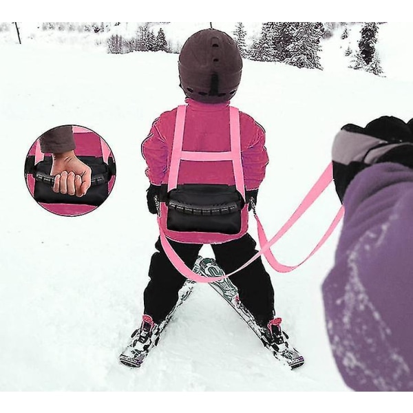 Ski- og snowboardtræningssele til børn med aftagelig snor PINK
