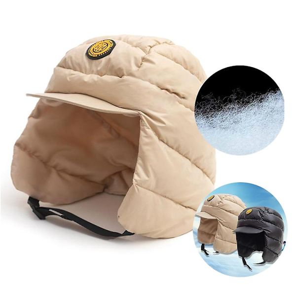Isolerad ull vintermössa män cap Öronskydd Jakt Värme Tjocka hatt Light khaki