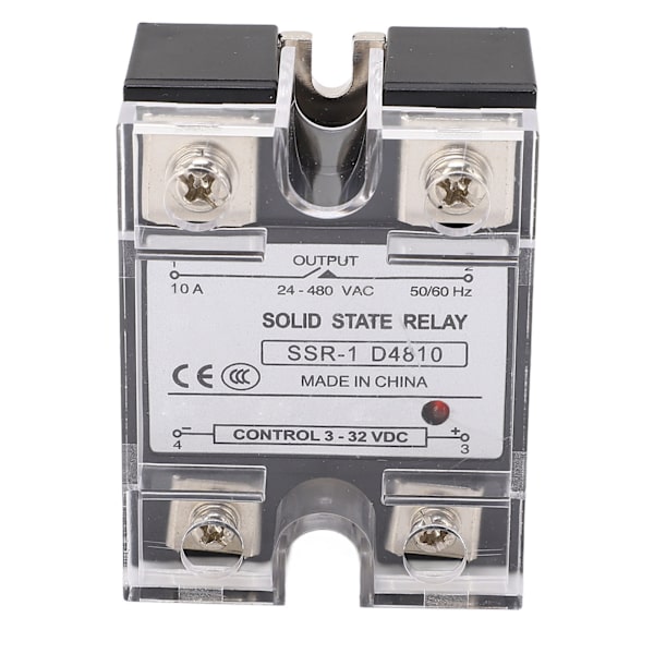 10A Solid State Relä SSR Modul DC Kontroll AC 24-480VAC Lastspänning