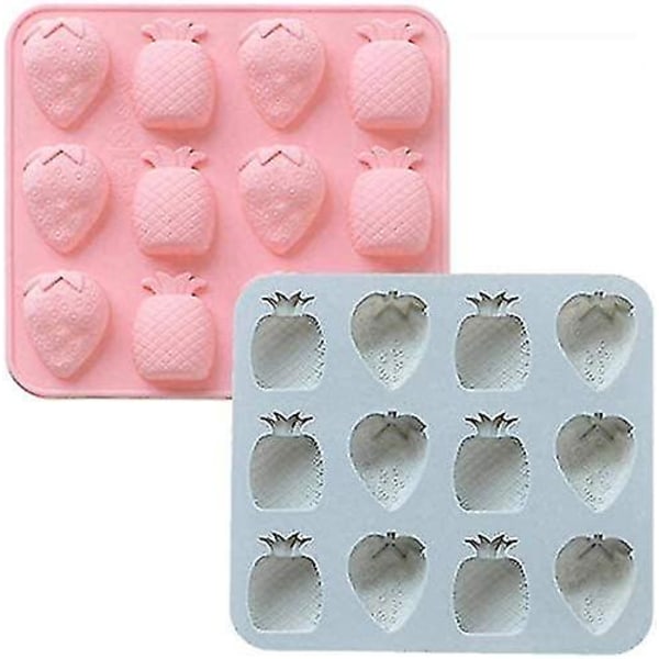 Istärningsbricka Frukt Form Ananas Mould Gelékex Choklad Godis Form 2-pack set