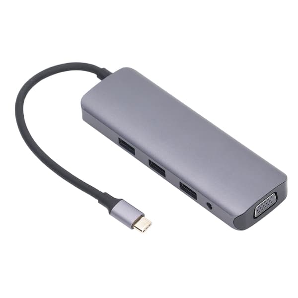 9 i 1 USB C Dockingstasjon Aluminiumlegering Dobbel Skjerm Hub Adapter