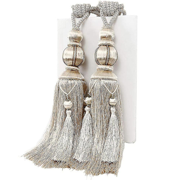 Handgjorda gardinklämmor Tiebacks Set, tofsbollsrep Gardinkrokar
