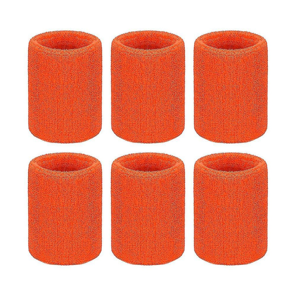 6-pack sportarmband Absorberande svettband för fotbollsbasket Orange