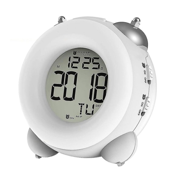 Enkel digital klocka Hög väckarklocka Batteridriven Lätt att set Elektronisk Twin Bell Snooze Bärbar LCD-klocka för barn