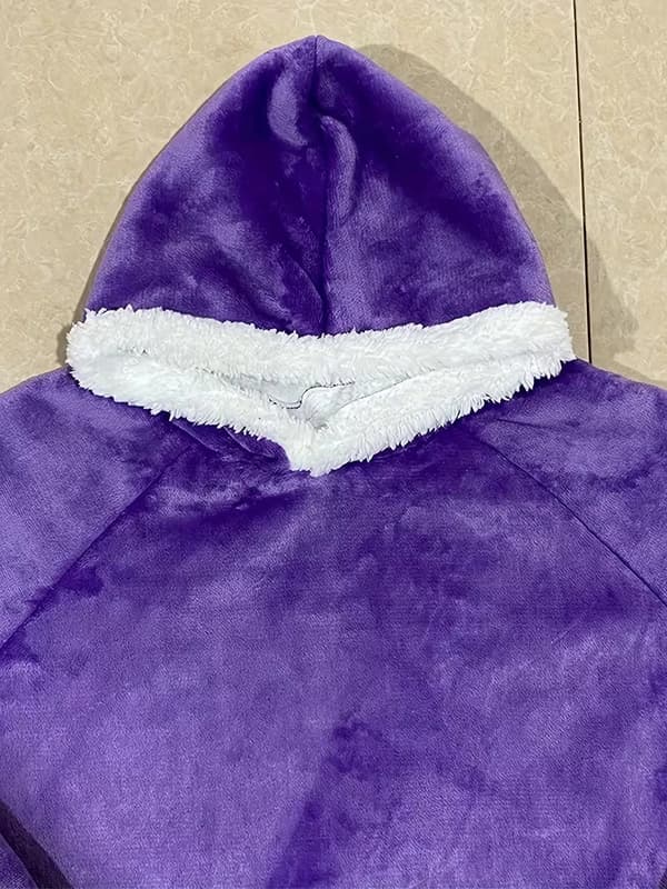Ekstra lang vintermorgenkåbe med vertikal lomme og flannel, 150 cm lang Purple