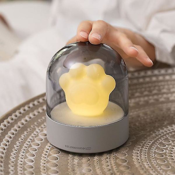 Uppladdningsbar dagis nattlampa, speldosa Sladdlöst batteridrivet Cat Paw Bedside Lampgrå