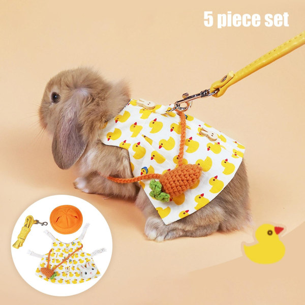 1 Set Kaninväst Set Elegant iögonfallande Andas kanin Husdjursväst Tillbehör Utomhuskoppel Kaninkläder för hemkläder Stad Yellow M