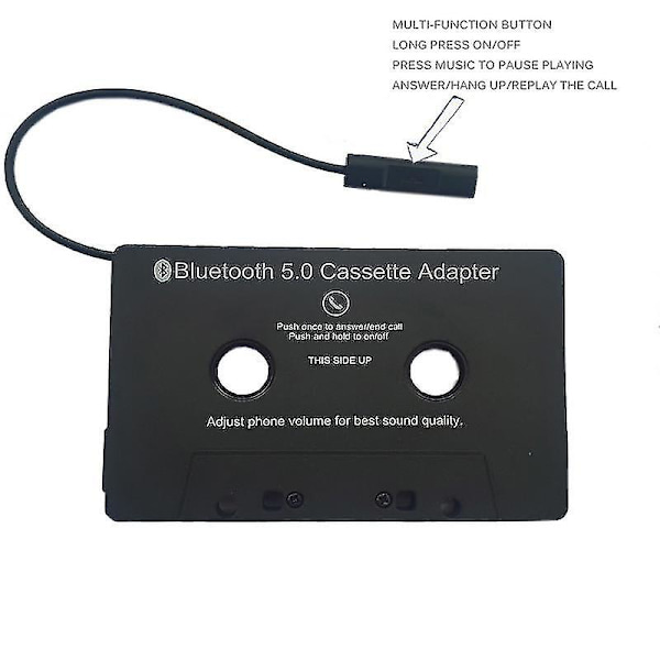 Bluetooth 5.0 kassettadapter for smarttelefoner og bilplatespillere