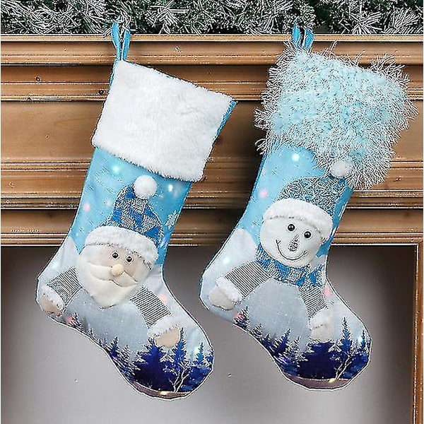 Julstrumpor Julklappssockor Juldekorationer Blå Glödande presentpåse A