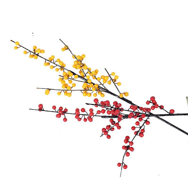 Simulering Järnek Fruit Nordamerika Liten Järnek Fortune Frukt Röd Acaciaböna Bröllop Vårfest Festligt arrangemang Jul Röd Frukt 10 forks red