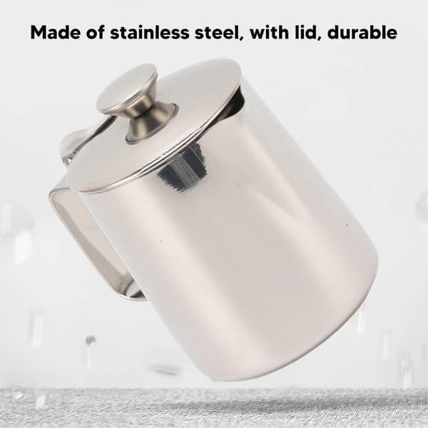 600 ml mælkeskummerkande i rustfrit stål med låg 125x88 mm