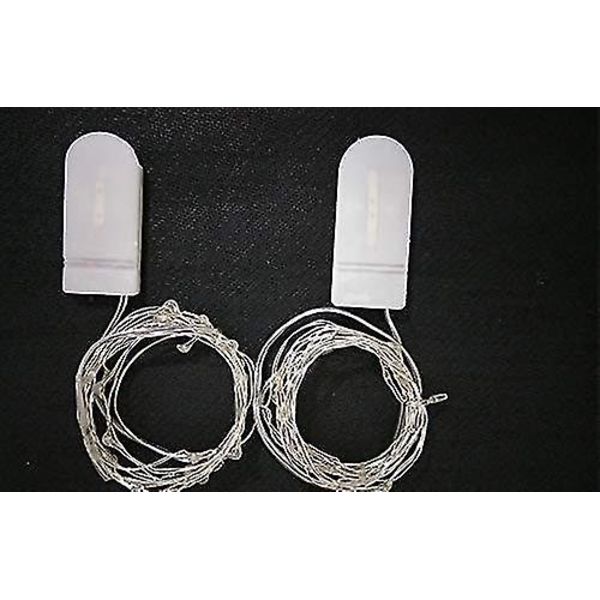 Vattentät Premium Fairy String Light 2m Button Mynt Torrbatteri Silver Koppartråd Varm Vit