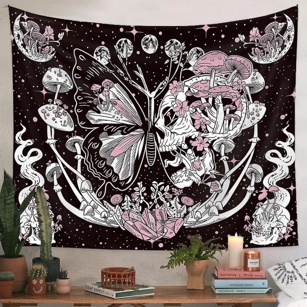 Skull Hippie Mushroom Tapestry 51,2 x 59,1 tuumaa