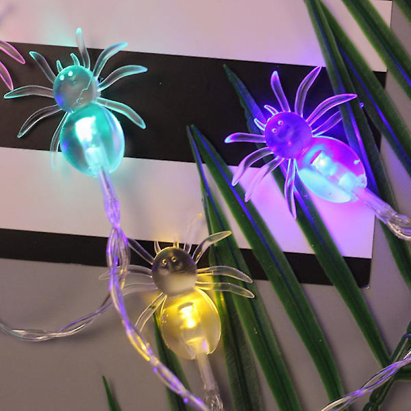 Halloween Ghost Festival Lilla Spider Led String Lights Batteriboks Usb Festpynt Lykt color 7