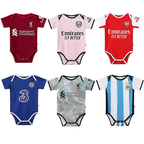 2022-2023 Unik babyfodboldtrøje til småbørn, kortærmet jumpsuit 6-18 måneder
