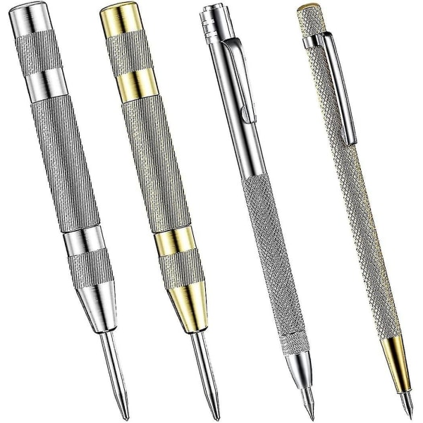 To typer automatisk senterstansing Aluminium Etched Carving Tool Hardware Tool Gold4pc