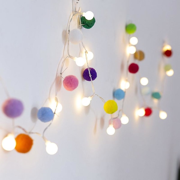 Batteridrivna Led String Lights, Globe Pompoms Bollar Jul Inomhus (rosa) Färgglada Colorful