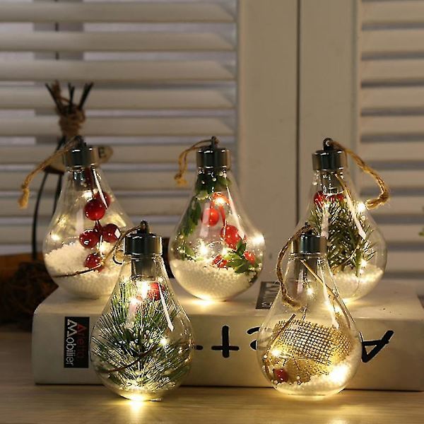 Led Ball Lights Vattentät för julgran bröllop hem inomhus dekoration Transparent jul prydnad plast glödlampa B