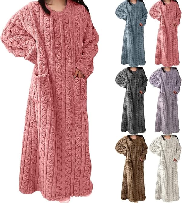 【BQ】Dam pyjamas vinter ull nattlinne lång, varma pyjamas, plysch hemkläder vardagskläder white