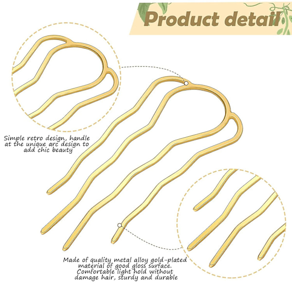 6 Pieces 87 Mm Hair Fork Clip Stick Hair Side Comb Hairpin Hair Bun