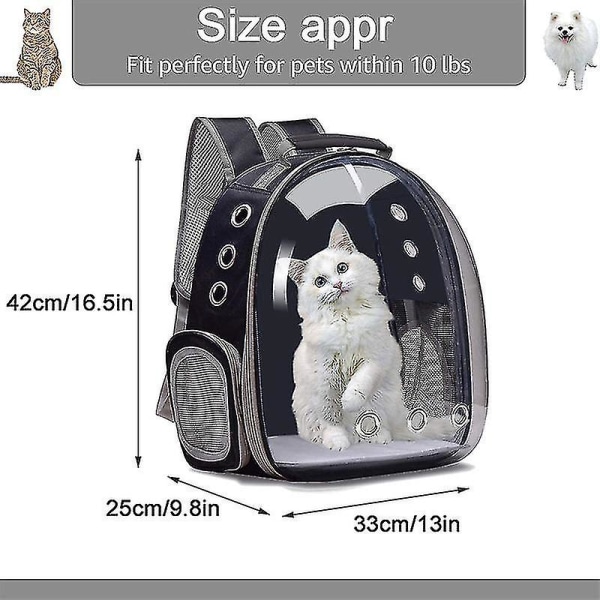 Cat Backpack Outdoor Pet Axelväska Andas Bärbar Rese Transparent Väska Lämplig för små hundar och katter Black Owl