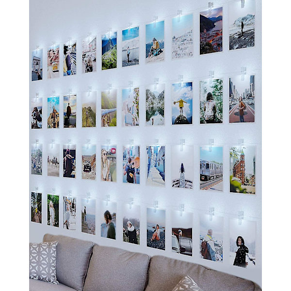 100 Led Photo 50 Clip String Lights, 10m Photo Peg Fairy Lights White