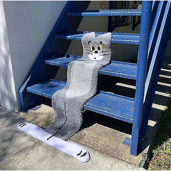Tegnesimulering Katteteppe For Trapper Flat Cat Tom Sklisikker dørmatte