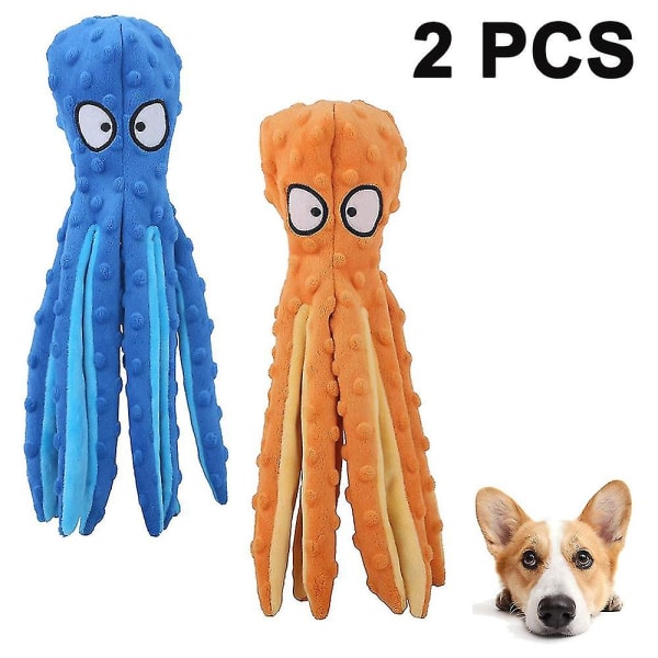 Dog Squeaky Toys Octopus - Plysj Hundeleker For Puppy Teething 2 Pack