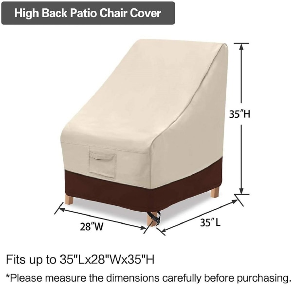 Cover Vattentät för trädgårdsstol med djup soffa, veranda högryggad fåtölj soffmöbelöverdrag