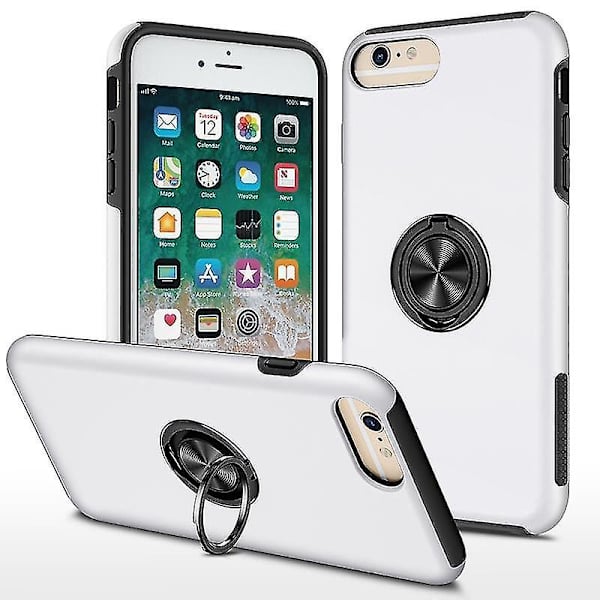 Magneettirengas Kickstand Iskunkestävä phone case Iphone 6 Plus -puhelimelle (musta) Silver