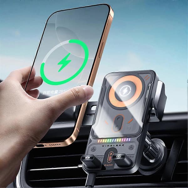 【BQ】360 graders roterende navigationsbiltelefonholder Sikker luftventilgreb med stabil støtte til iPhone Androids Silver