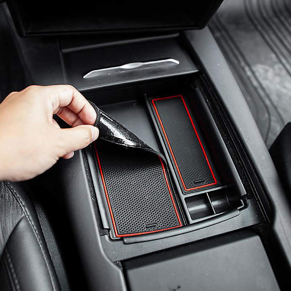 Trådlös billaddare Center Console Armstöd Förvaringsbox Hållare Container Förvaringsbricka Black