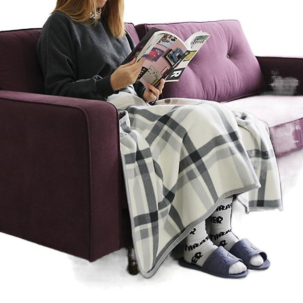Dobbelt-lags Lazy Shawl Tæppe Fugtabsorption Opvarmning Varmt Tæppe Kontor Hjem Fritid Multi-purpose Nap Enkelt tæppe light grey 100x140cm