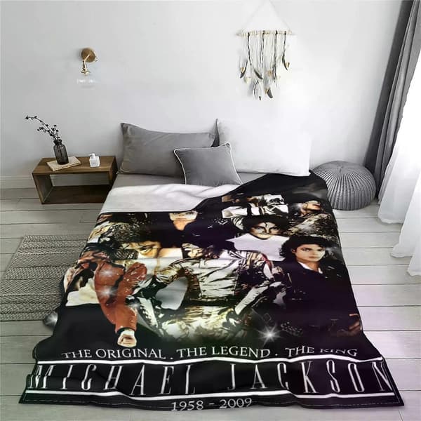 Michael Jackson Tæppe Fleece Forår/Efterår MJ Sanger Åndbart Letvægts Plaid Tæppe til Sengetøj Sofamåtte Stykke 125x100cm