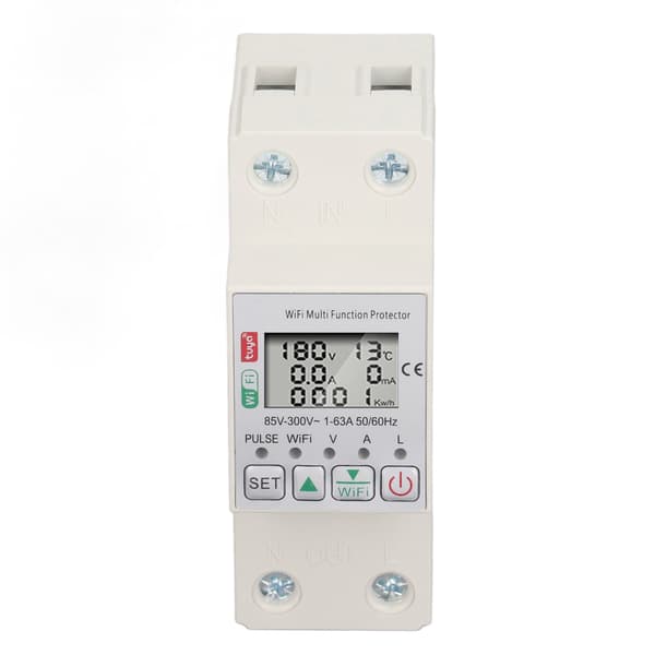 WiFi Smart Strømmåler Switch Tuya Energi Afbryder Multifunktionsbeskytter Måling AC85 300V 63A