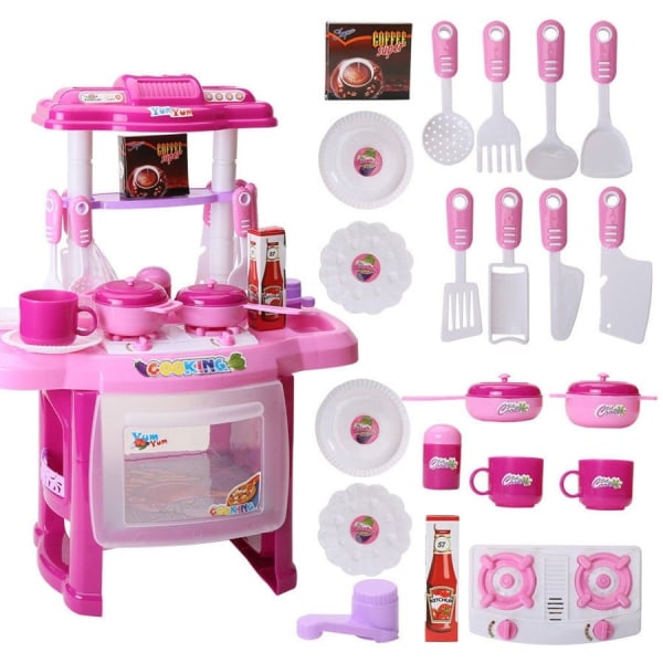 Elektronisk barn barn kök matlagning flicka leksak spis spela set födelsedagspresent