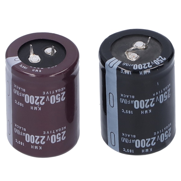 2 kpl 250V 2200μF Alumiinielektrolyyttikondensaattoreita, sylinterimäinen, 105°C, 35 x 50mm