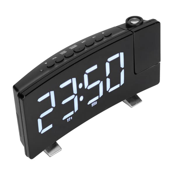 Digital Väckarklocka 180° Projektion På Tak Vägg USB-Driven Väckarklocka för Sovrum Tunga Sovare Barn Äldre Vit Font