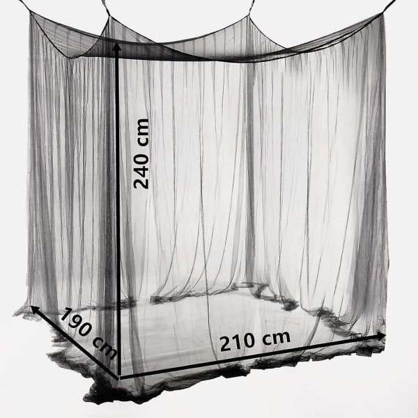 Polyester Canopy Beautiful Bed Canopy Size Mosquito Net For Double Bed (black)