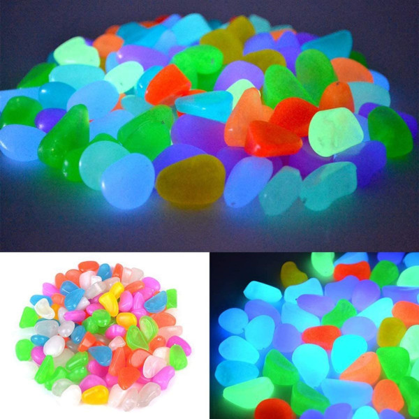 100 Pack Glow In The Dark Pebbles Udendørs Decor Havedam Plænegård