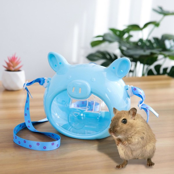Liten husdjursbärare Stort utrymme Andas Synlig grishuvud Form Hamster Fågel Bärväska Utomhustillbehör Stad Blue