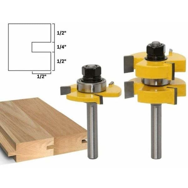Not- og ferfræsere - 8 mm skaft - 1-1/4 tommer bladlængde - T-form - Massivt stål