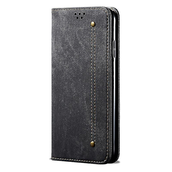 För Iphone 14 Denim Texture Casual Style Phone case (svart)