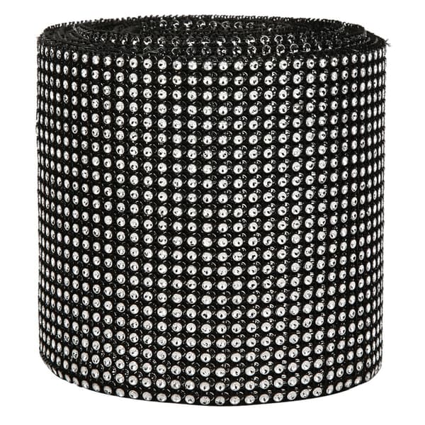 9M 24 Rader Galvaniserad Plast Rhinestone Mesh Bröllopsklänning Trim Svart
