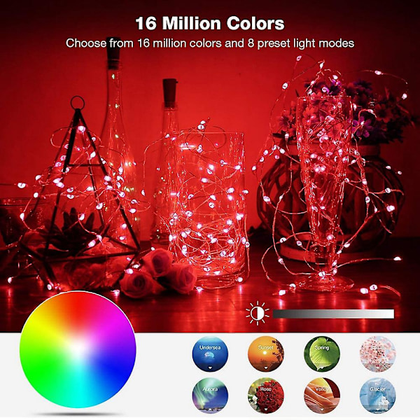 USB Christmas Tree Fairy Lights Led String Lights Med Smart Bluetooth App Fjärrkontroll, 2m 20 Lampa 10m 100 lamp