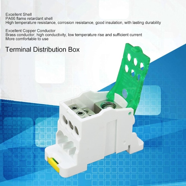 Distributionsbox, 690V 160A DIN-skena terminalblock Distributionsbox (grön)