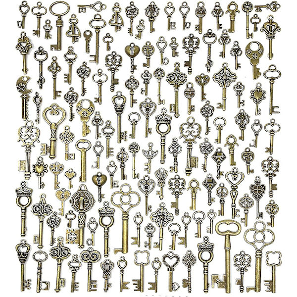 125 stycken Vintage Master Key Set Charm gör det själv smycken gör bröllop