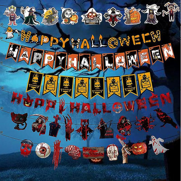 22 år Ny Halloween Flag Papir Vedhæng Dekoration Indkøbscenter Bar Spøgelsesfestival Fest Atmosfære Dress Up Supplies H